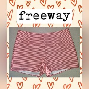 Freeway Red & White Striped Shorts S New